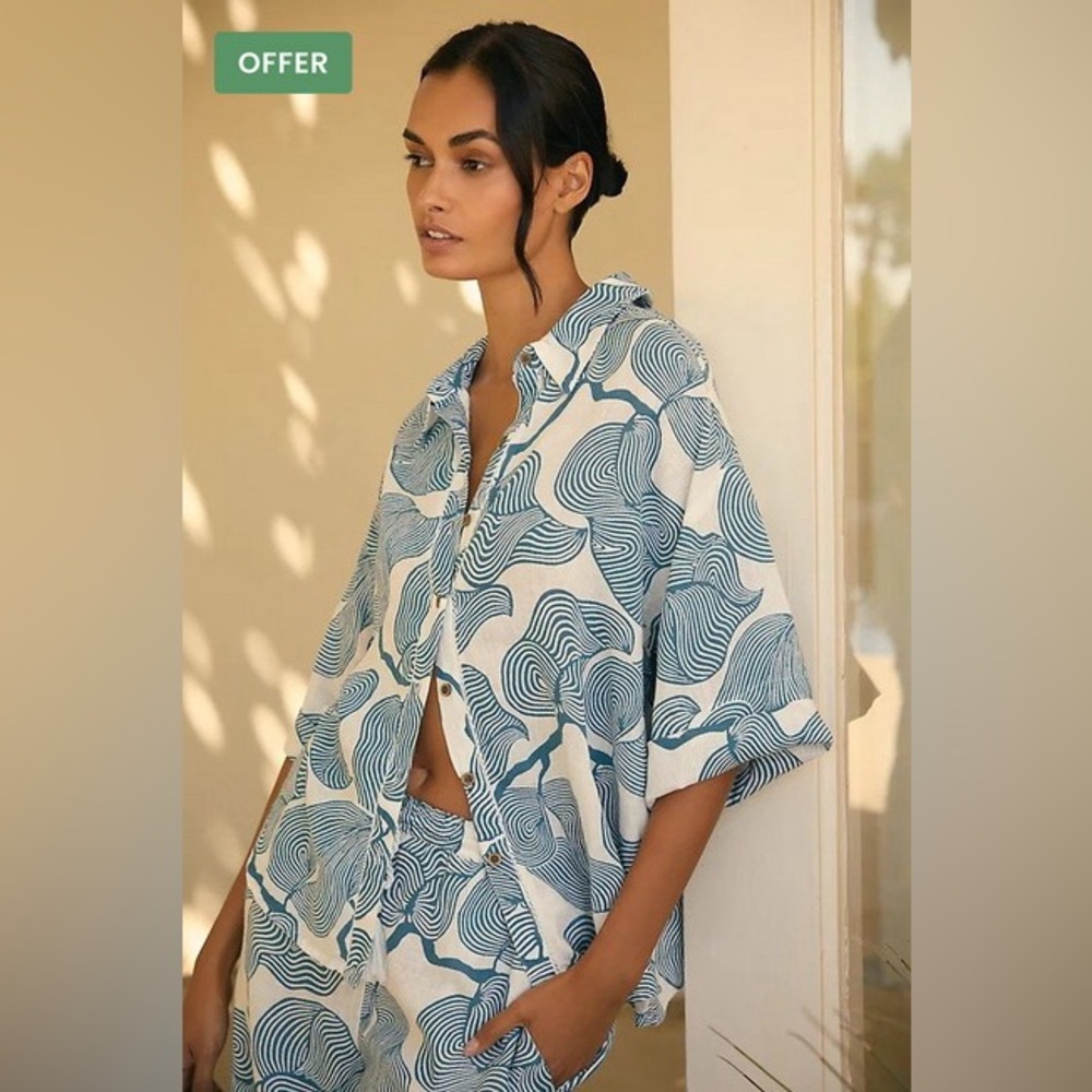 exclusive by UK-based printmaker Grace Gillespie Linen Buttondown Anthropologie